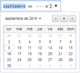 input type month con flechas de control y calendario