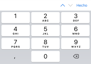 teclado numérico iOS para inputmode decimal