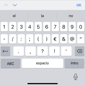 teclado virtual ofrecido en iOS para input type number