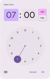 timepicker con Dial y entrada directa de hora