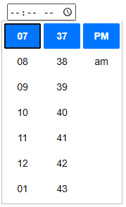 datepicker para horarior de 12 horas am/pm